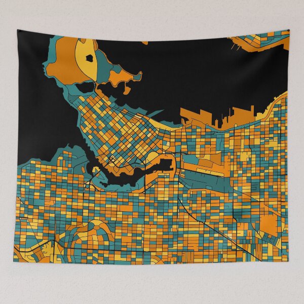 Item preview, Vancouver Map Pattern in Orange & Teal designed and sold by PatternMaps.