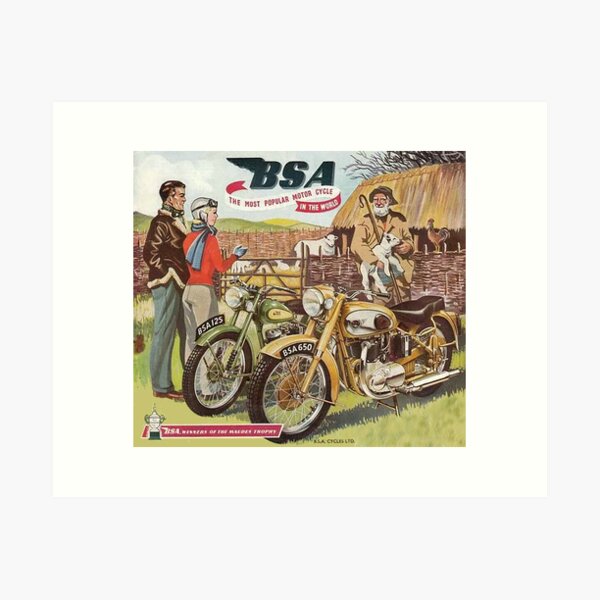 Item preview, Vintage British BSA Motorcycle Advert - Circa 1950's designed and sold by Marlene Watson-Hall.