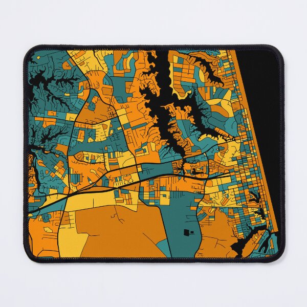 Item preview, Virginia Beach Map Pattern in Orange & Teal designed and sold by PatternMaps.