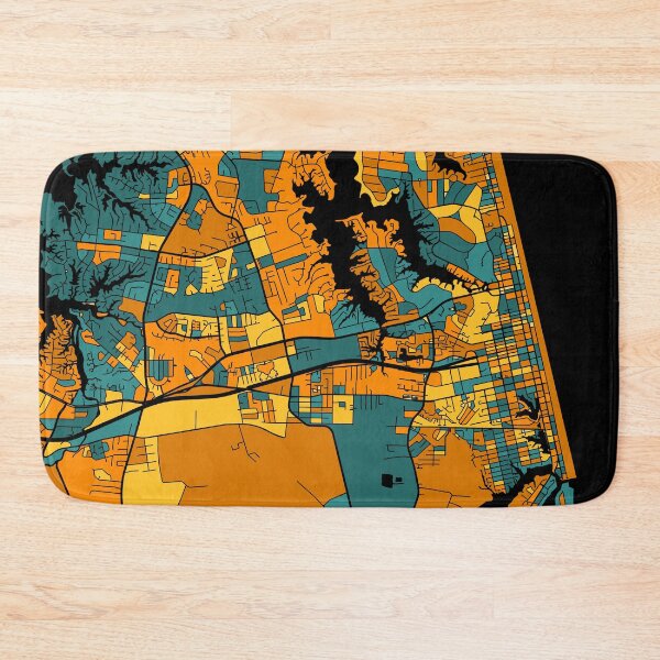 Item preview, Virginia Beach Map Pattern in Orange & Teal designed and sold by PatternMaps.