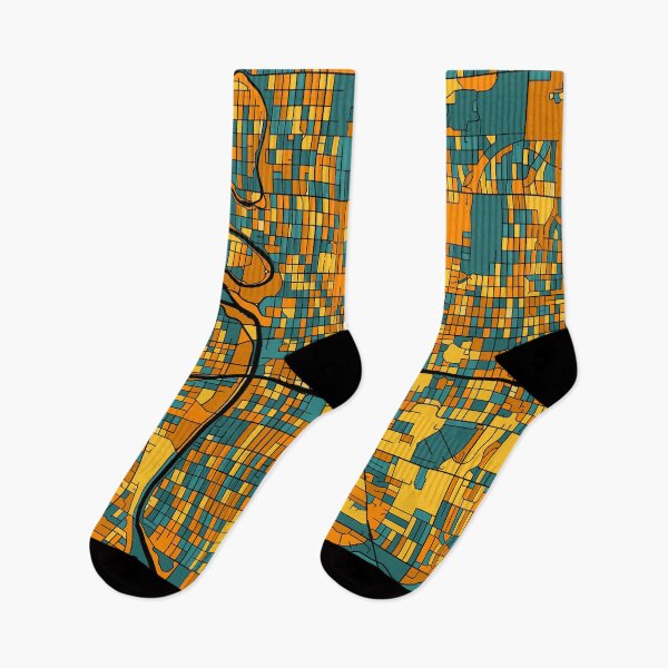 Item preview, Wichita Map Pattern in Orange & Teal designed and sold by PatternMaps.