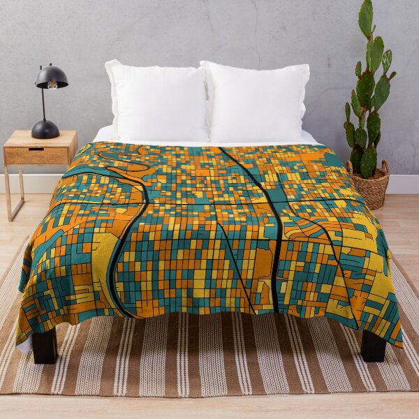 Item preview, Wichita Map Pattern in Orange & Teal designed and sold by PatternMaps.
