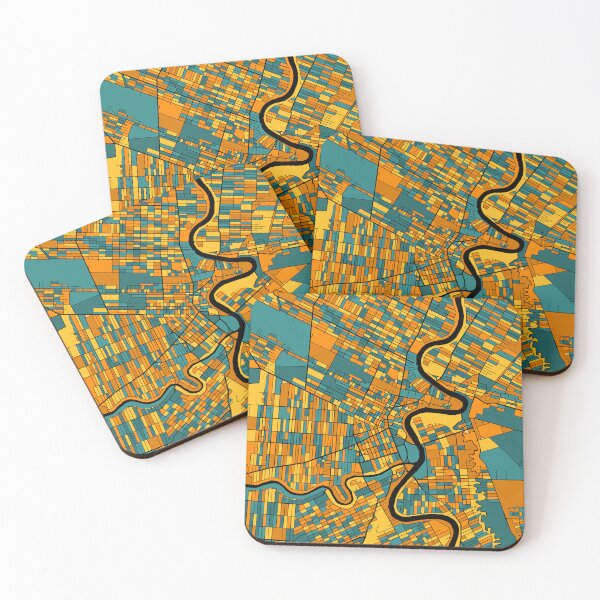 Item preview, Winnipeg Map Pattern in Orange & Teal designed and sold by PatternMaps.