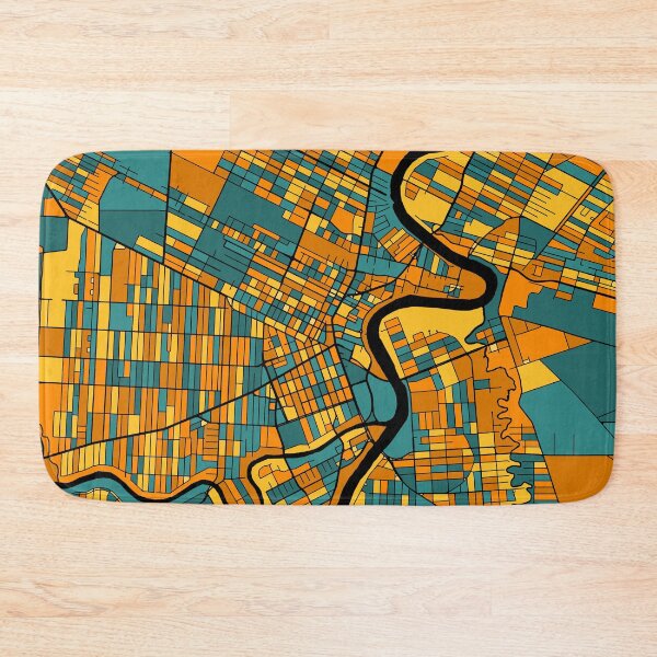 Item preview, Winnipeg Map Pattern in Orange & Teal designed and sold by PatternMaps.