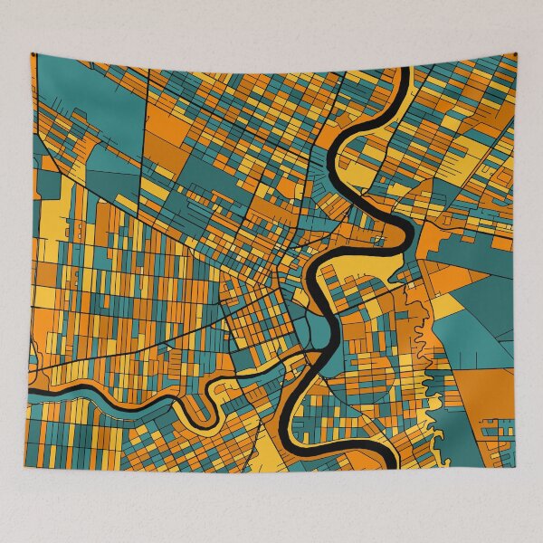 Item preview, Winnipeg Map Pattern in Orange & Teal designed and sold by PatternMaps.