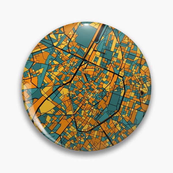 Artikelvorschau, Brüsseler Kartenmuster in Orange und Blaugrün entworfen und verkauft von PatternMaps.