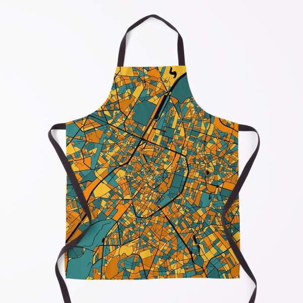 Item preview, Brussels Map Pattern in Orange & Teal designed and sold by PatternMaps.