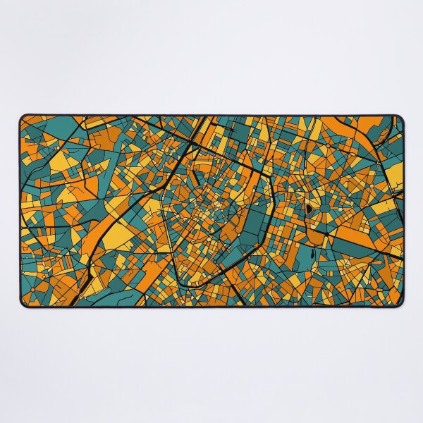 Item preview, Brussels Map Pattern in Orange & Teal designed and sold by PatternMaps.