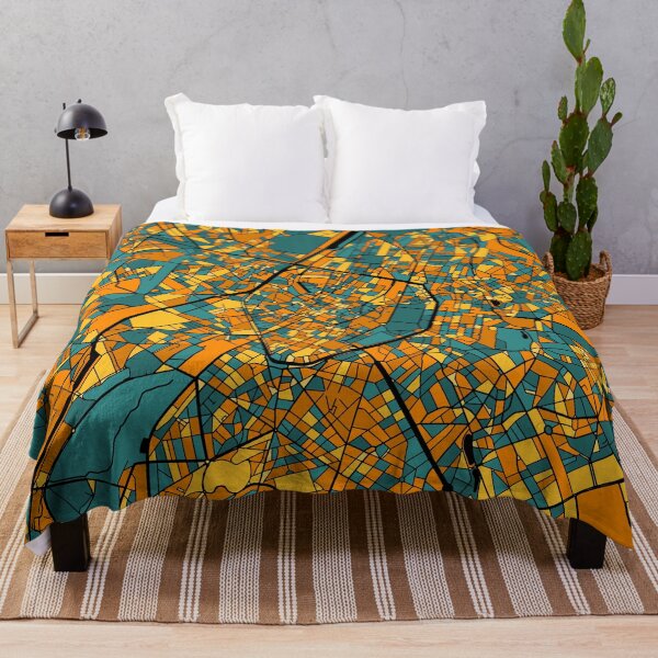 Item preview, Brussels Map Pattern in Orange & Teal designed and sold by PatternMaps.