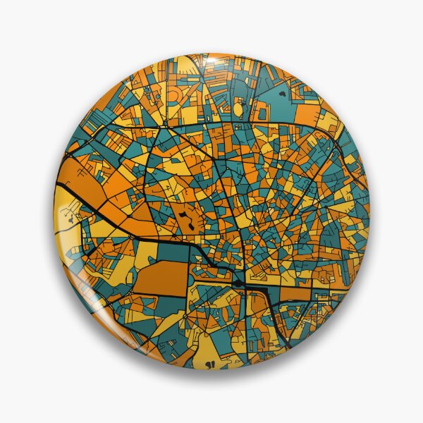 Item preview, Bucharest Map Pattern in Orange & Teal designed and sold by PatternMaps.
