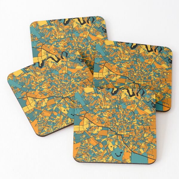 Item preview, Bucharest Map Pattern in Orange & Teal designed and sold by PatternMaps.
