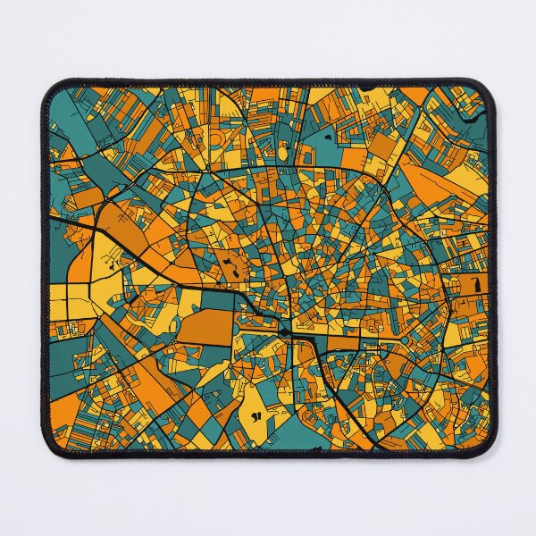 Item preview, Bucharest Map Pattern in Orange & Teal designed and sold by PatternMaps.