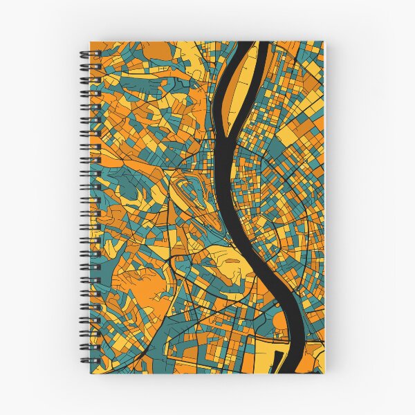 Item preview, Budapest Map Pattern in Orange & Teal designed and sold by PatternMaps.