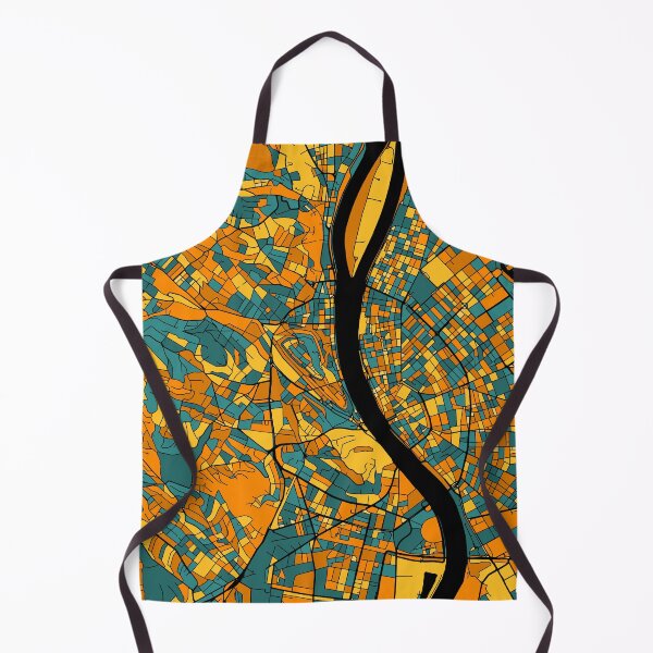 Item preview, Budapest Map Pattern in Orange & Teal designed and sold by PatternMaps.