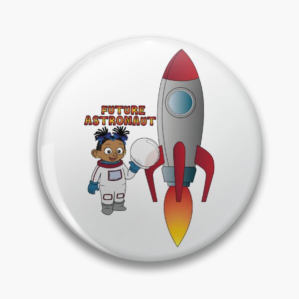 Item preview, 'Future Astronaut' Girl with Rocket (Plaits/Dreadlocks) designed and sold by ThingsByNin.