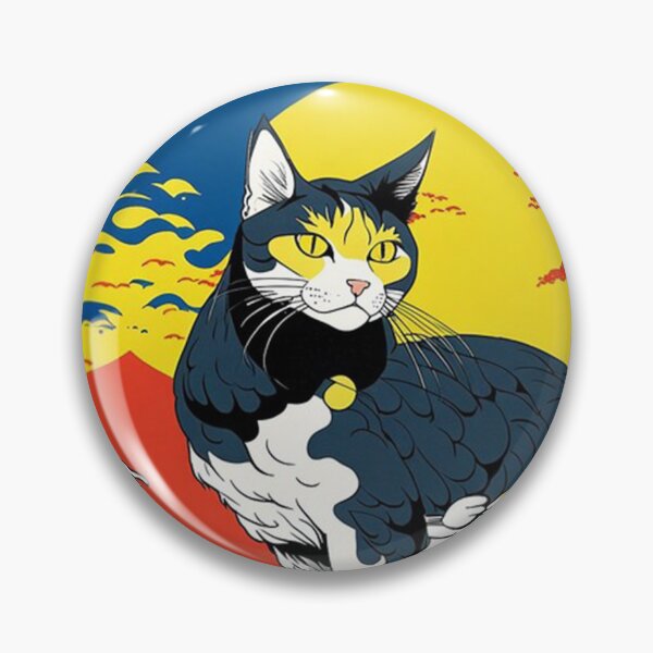 Item preview, Cat amongst Hokusai waves with a rising moon and clouds in pop art design designed and sold by Meena-tta.
