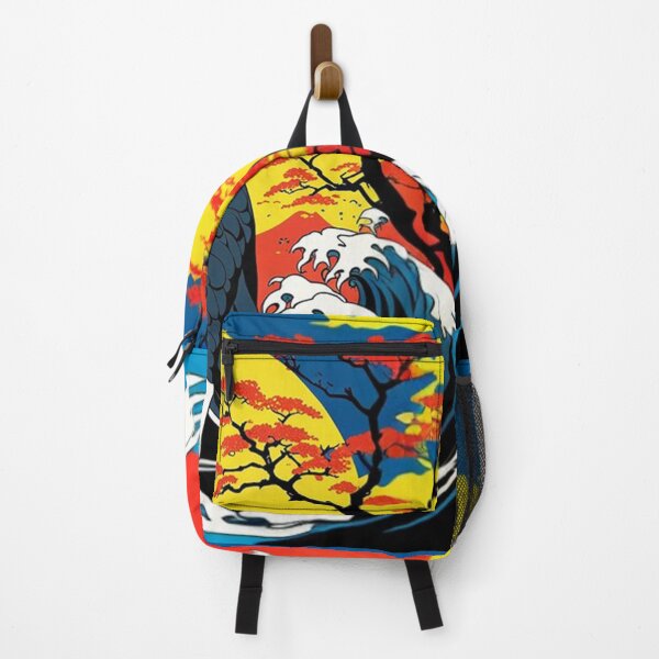 Item preview, Cat amongst Hokusai waves with a rising moon and clouds in pop art design designed and sold by Meena-tta.