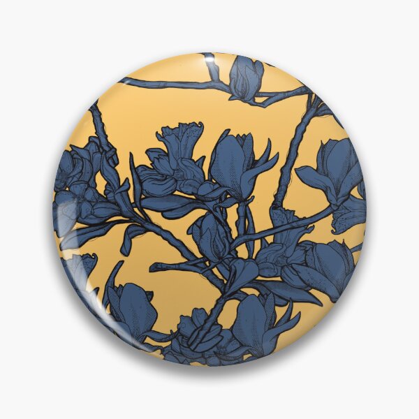 Item preview, Yellow blue pattern flowers designed and sold by Anja Steiner.