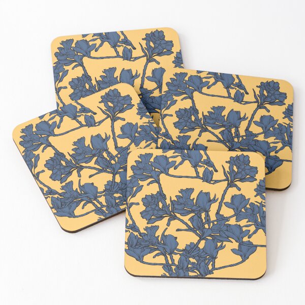 Item preview, Yellow blue pattern flowers designed and sold by Anja Steiner.