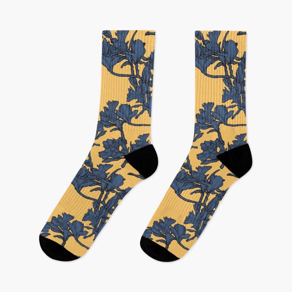 Item preview, Yellow blue pattern flowers designed and sold by Anja Steiner.