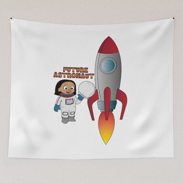 Item preview, 'Future Astronaut' Girl with Rocket (South Asian) designed and sold by ThingsByNin.