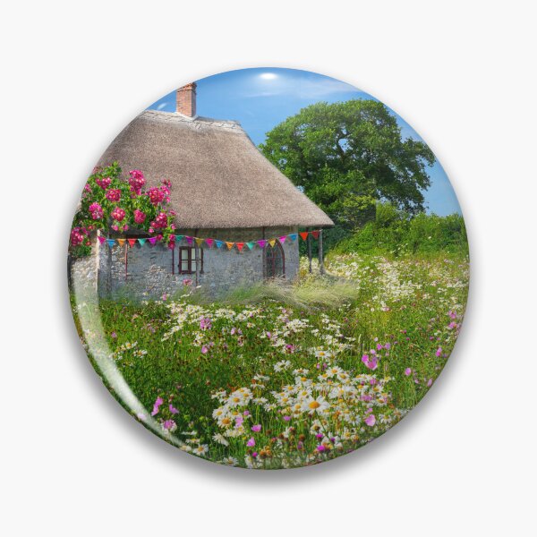 Item preview, English Thatched Cottage and Wildflower Meadow designed and sold by Alisonchambers2.