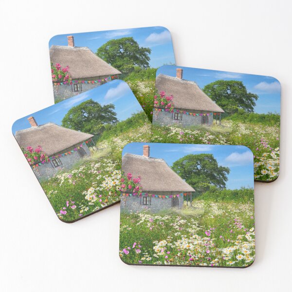 Item preview, English Thatched Cottage and Wildflower Meadow designed and sold by Alisonchambers2.