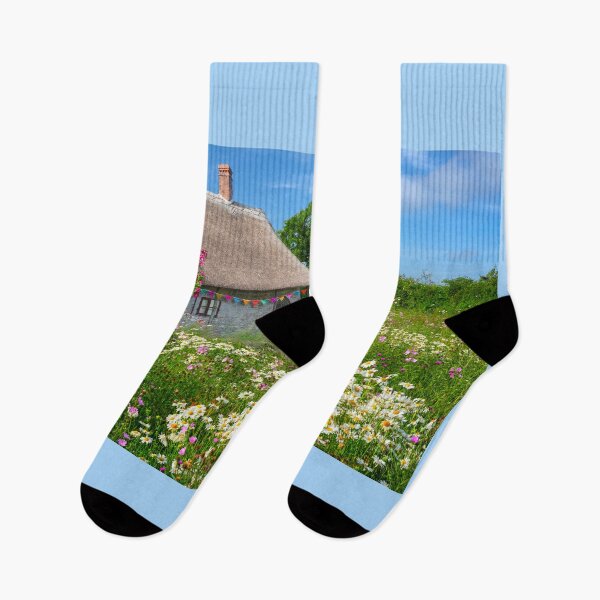 Item preview, English Thatched Cottage and Wildflower Meadow designed and sold by Alisonchambers2.