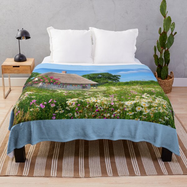 Item preview, English Thatched Cottage and Wildflower Meadow designed and sold by Alisonchambers2.