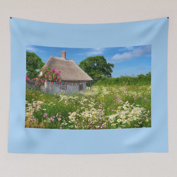 Item preview, English Thatched Cottage and Wildflower Meadow designed and sold by Alisonchambers2.