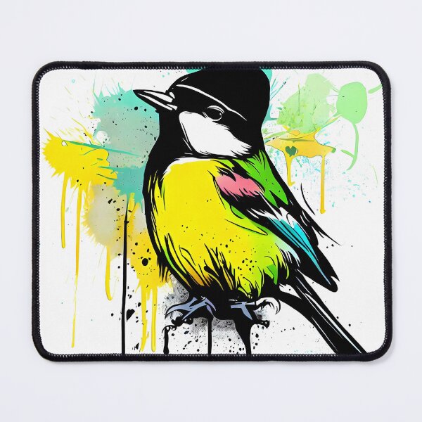 Item preview, Great tit with hat graffiti street art designed and sold by ColorOfBirds.