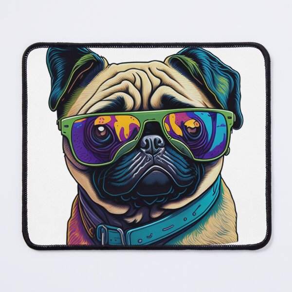 Item preview, Colorful Pug in Sunglasses designed and sold by LivingItFunky.
