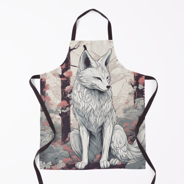 Artikelvorschau, Japanische Folklore-Fuchs-Kitsune-Wald-Kirschblüten-Baum-Linienkunst entworfen und verkauft von Meena-tta.