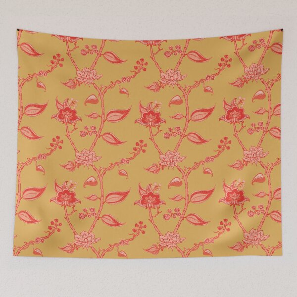Item preview, Indi-style trailing floral pattern, warm colours designed and sold by ncxadair.