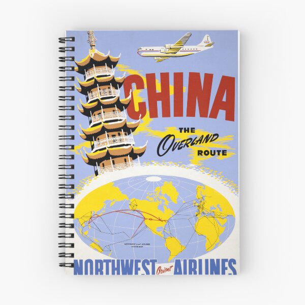 Item preview, STK502147A-Vintage travel poster for China and Northwest Orient Airlines. designed and sold by StocktrekImages.