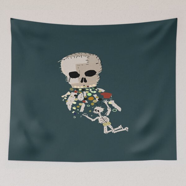 Item preview, Our Flag Means Death Vomiting Skull On Skeleton Flag designed and sold by RosarioWong.