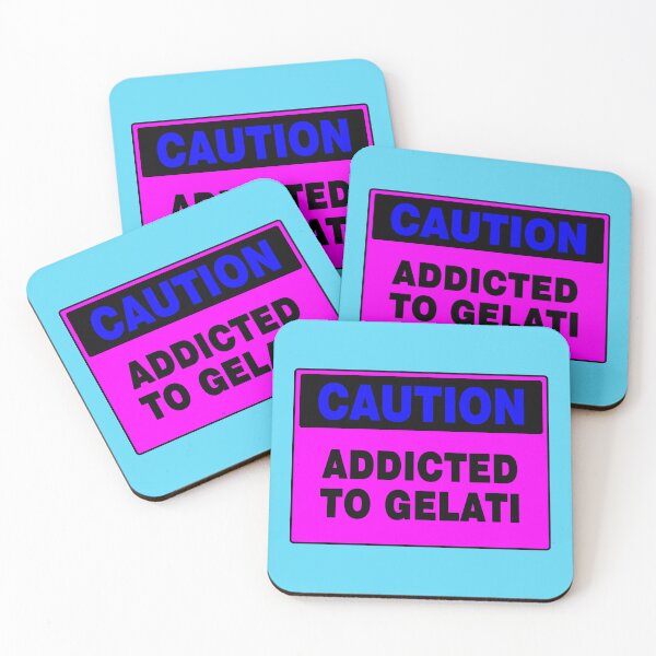 Item preview, Caution Addicted To Gelati, Pink Sign, Blue and Black Bold Writing designed and sold by AASparksDesigns.