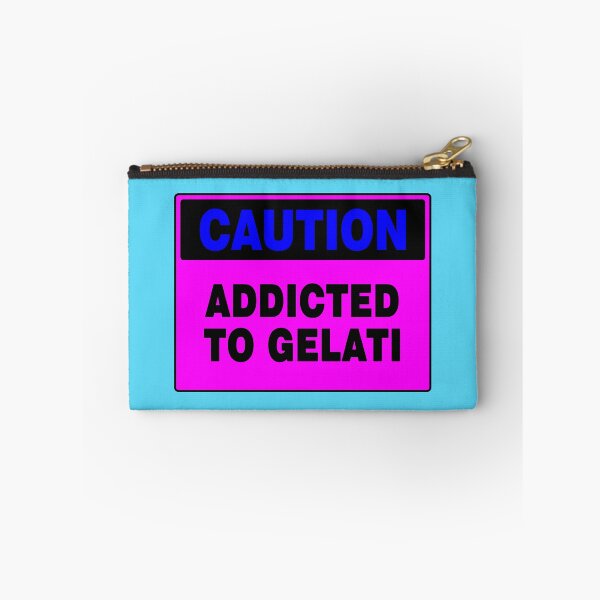 Item preview, Caution Addicted To Gelati, Pink Sign, Blue and Black Bold Writing designed and sold by AASparksDesigns.