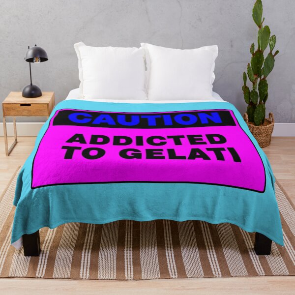 Item preview, Caution Addicted To Gelati, Pink Sign, Blue and Black Bold Writing designed and sold by AASparksDesigns.