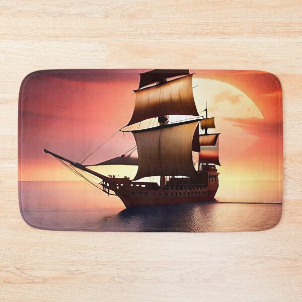 Item preview, pirate ship in a blood colored ocean sunset designed and sold by eriCkGomeRyn.