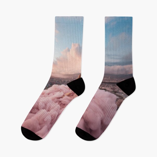 Item preview, A woman on fluffy pink pastel clouds  designed and sold by Lala and Jull.