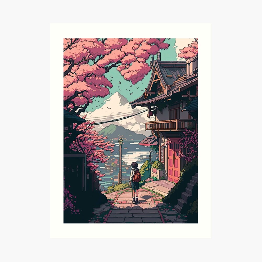 Poster Templo Japonês (Pixel Art) de Interprete-Me - Colab55