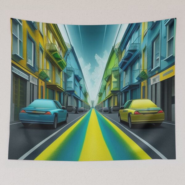 Item preview, The city in yellow and blue  designed and sold by Roxburylane.