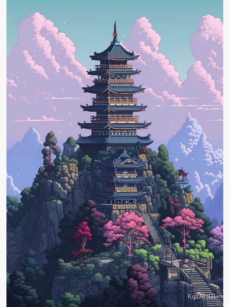 Poster Templo Japonês (Pixel Art) de Interprete-Me - Colab55