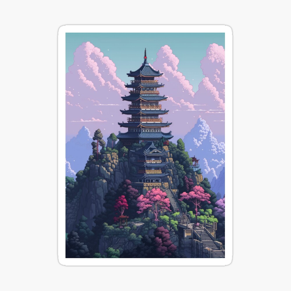 Poster Templo Japonês (Pixel Art) de Interprete-Me - Colab55