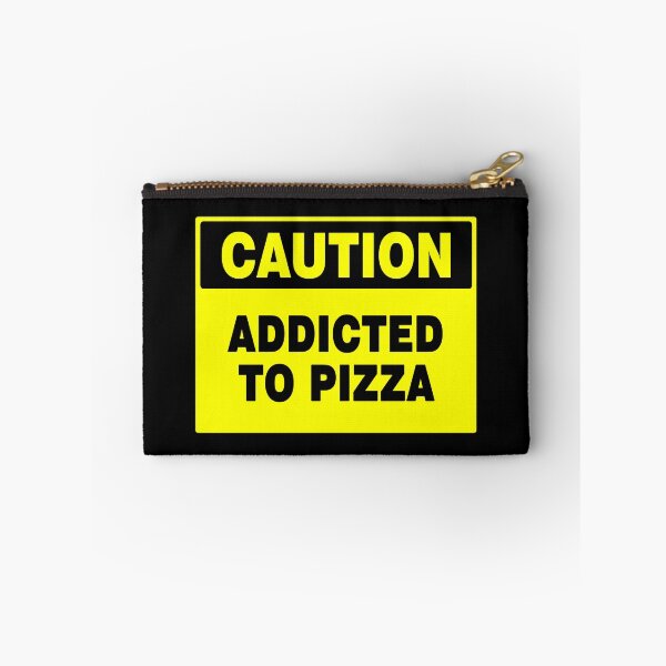 Item preview, Caution Addicted To Pizza, Yellow Sign, Bold Black Lettering designed and sold by AASparksDesigns.