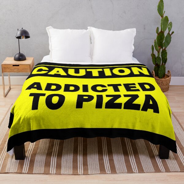 Item preview, Caution Addicted To Pizza, Yellow Sign, Bold Black Lettering designed and sold by AASparksDesigns.