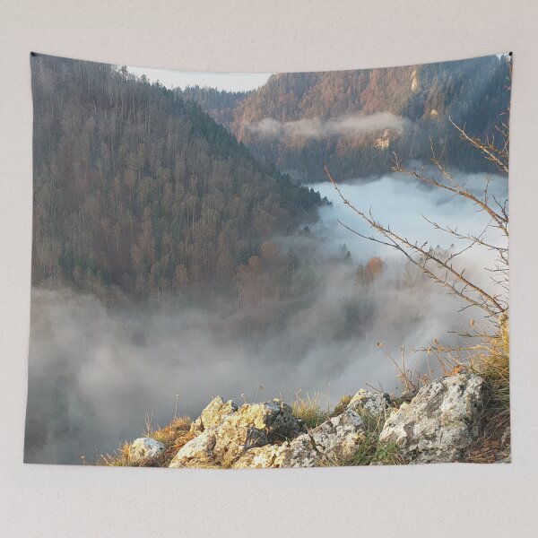 Item preview, View from the top of the mountain, pine, fog, designed and sold by Sunmoonlove.