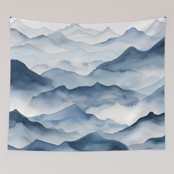 Item preview, Indigo Blue Mountains Abstract Nature designed and sold by trajeado14.