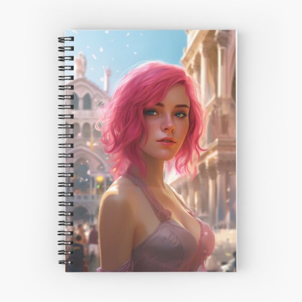 Item preview, Enchanting Visions: A Beautiful Girl with Short Pink Hair in Venice designed and sold by oanaunciuleanu.